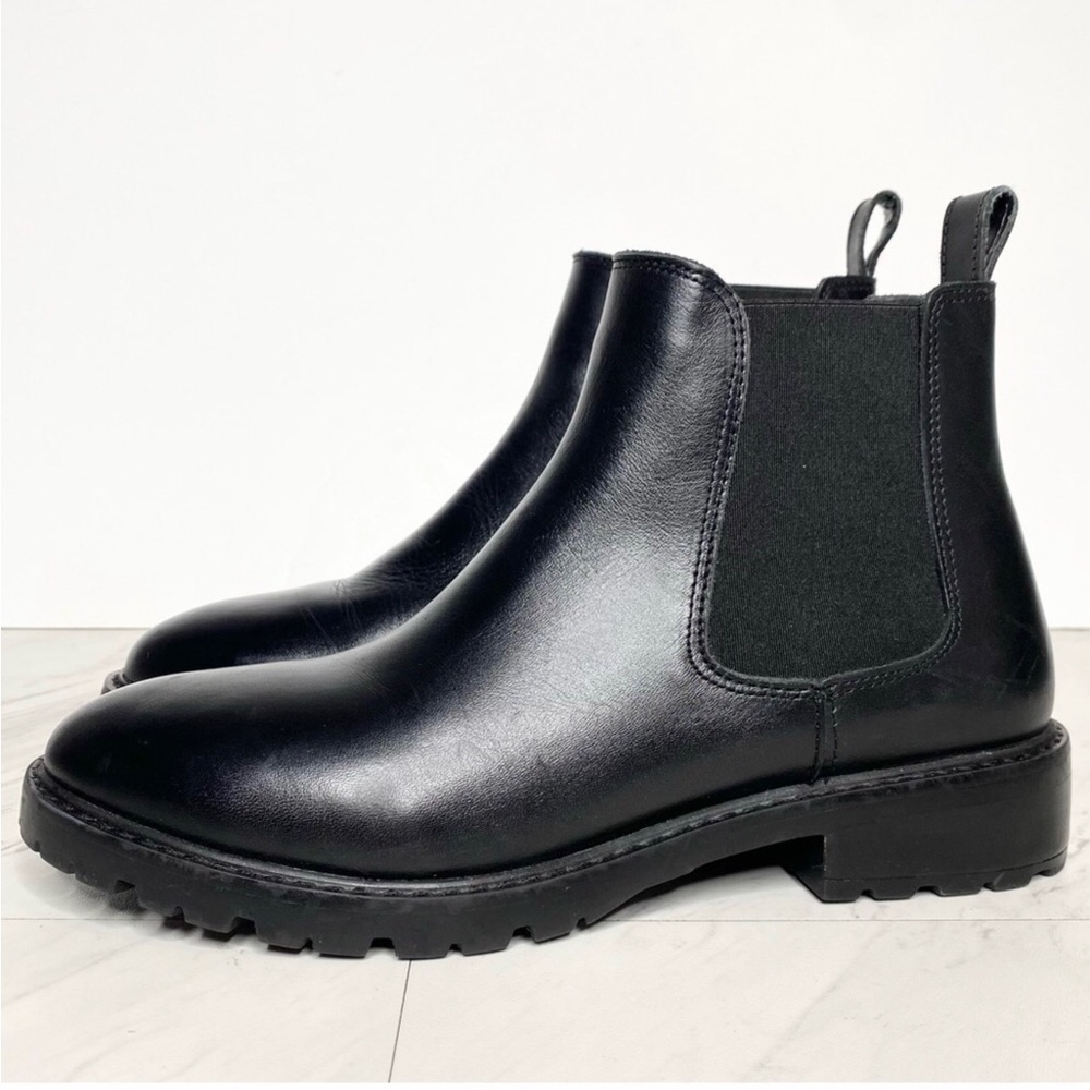 New! Steve Madden Leopold Chelsea Black Leather Bootie 8 1/2 M